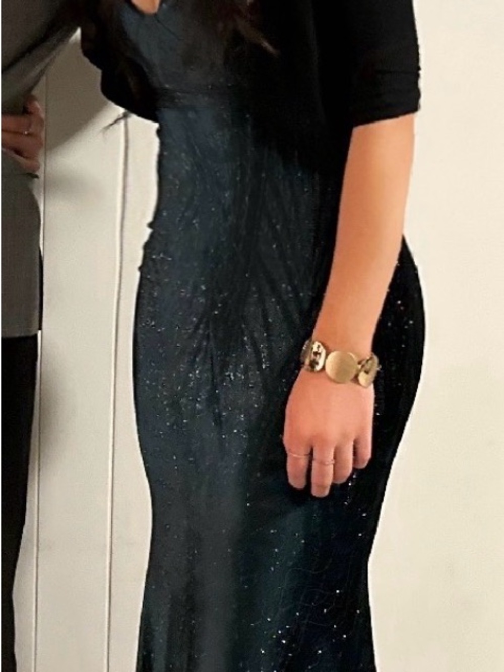 Windsor Black Glitter Backless Evening Gown